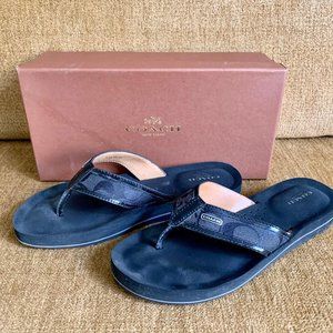 Coach Jaye Black Signature Flip Flops Sandals 9B I